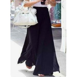 Chiffon Palazzo Pants Black Vintage 90s Long Layered Culottes Dressy Evening 12